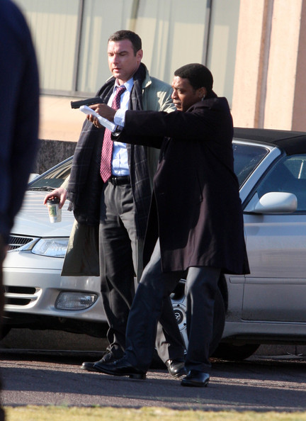 Angelina Jolie, Liev Schreiber and Chiwetel Ejiofor are all seen filming their new movie 'Salt' in Washington, DC. 2